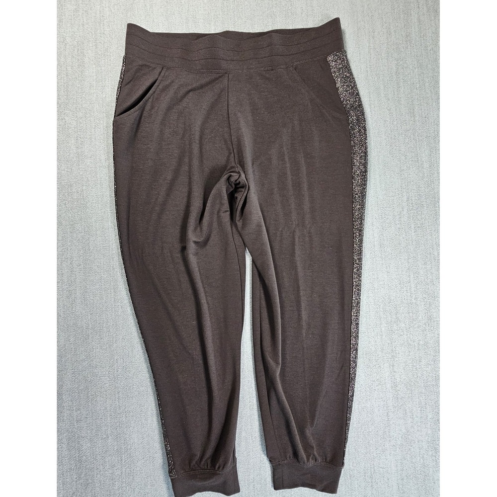 Quacker Factory‎ Sequin Stripe Jogger Women's  Size MP Brown
